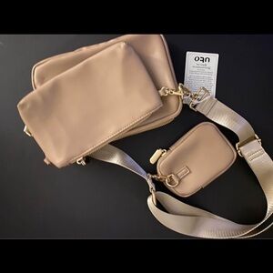 Ladies Small Crossover Bags by UTO-3in 1.-PU Leather - Soft and Pretty